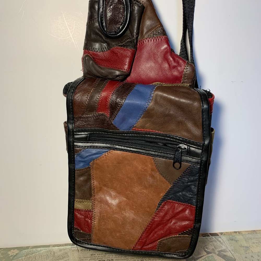 Vintage but gently loved Crossbody bag ! Multi-color very soft leather Retro bag